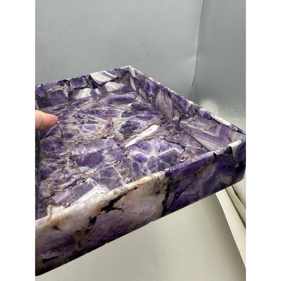 Vintage Global Views Amethyst Jewelry Box Purple Trinket Box 11"x7"x2.5" *READ - Picture 10 of 16